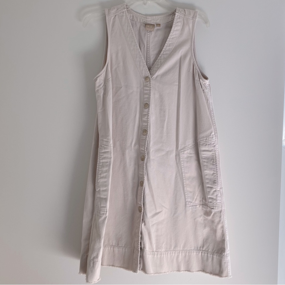 GAP A-Line Khaki Button Dress, Size Medium